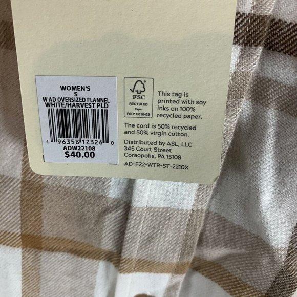 Alpine Design Flannel Shirt Women's Small White Harvest Cotton Button-Up 7040 - Picture 3 of 9